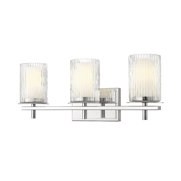 Z-Lite Grayson Vanity, 3-Light, 23 In.W x 5.75 In.L x 8.5 In.H, Chrome/Clear + Etched Opal 1949-3V-CH - main